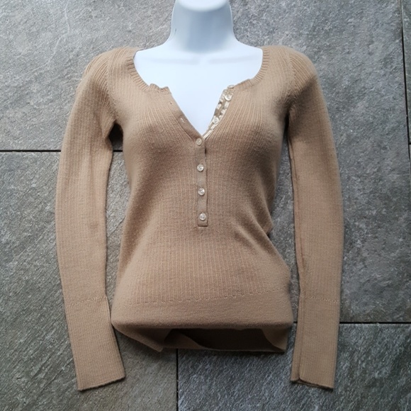 Old Navy Button Up Tan Sweater - Picture 2 of 7